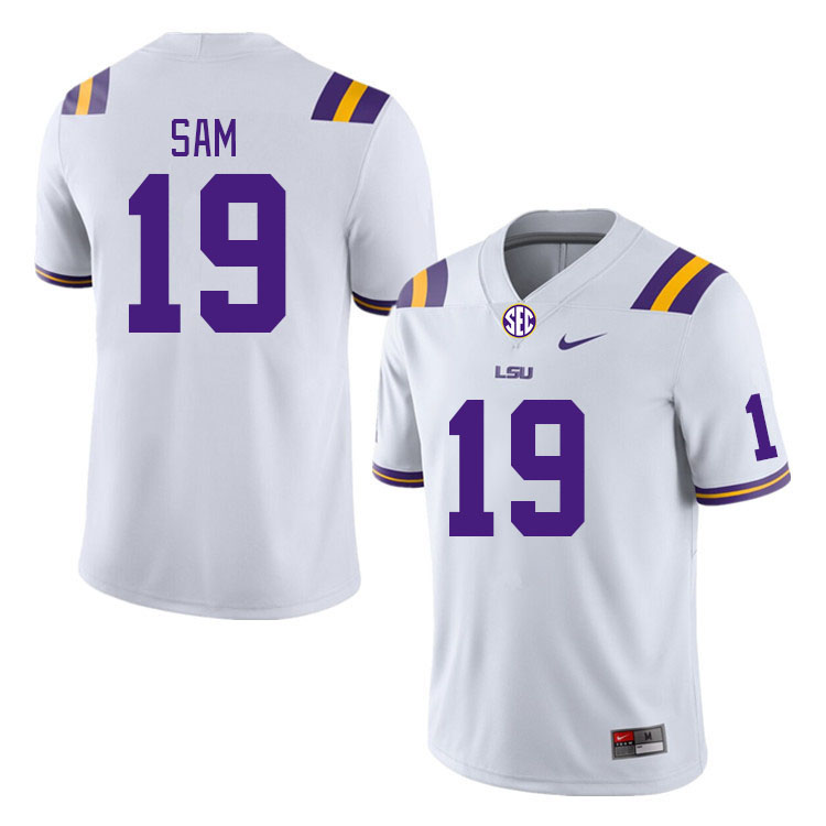 Men #19 Andre Sam LSU Tigers College Football Jerseys Stitched Sale-White
